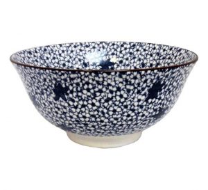 Rýžová miska s drobnými květy – Modrobílá zdobená mistička