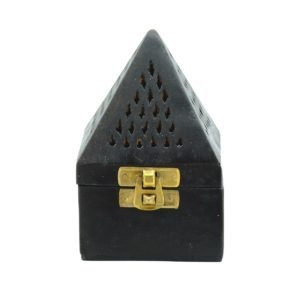 Dřevěná pyramida na vonné kužílky – černá