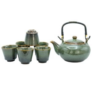 Zelený čajový set – Konvička s miskami v dárkovém balení