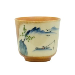 Čínský šálek s rybářem – Ručně malovaná keramika 80ml