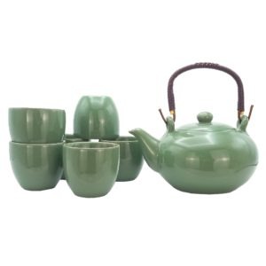 Mechově zelená čajová sada – Konvička s miskami v dárkovém balení