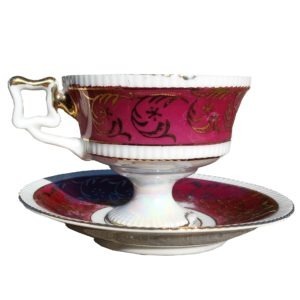 Barokní šálek s podšálkem – Zámecký perleťový porcelán