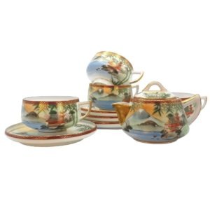 Starožitný čajový set – Japonský porcelán kutani