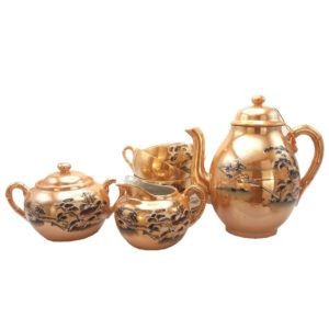 Čínský čajový set s motivem stromů – Tenký starožitný porcelán