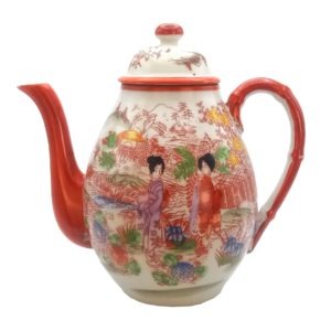 Vysoká čínská konvice s gejšou – Starožitný porcelán 600ml